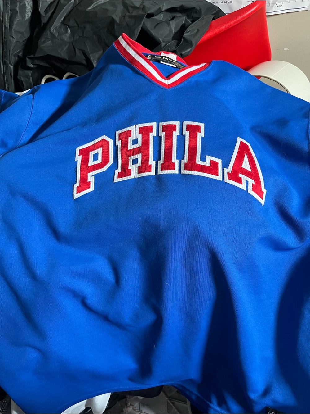 PHILA vintage Blue Pullover Sweater with Red Trim - hardwood classic Vintage